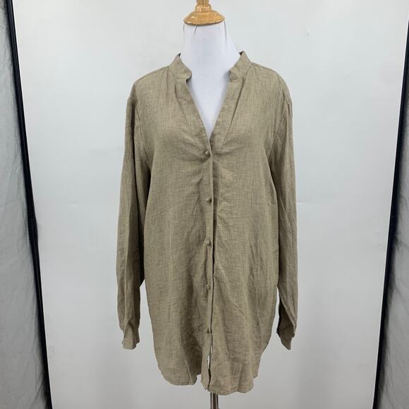 J Jill Shirt Womens 2X Plus Willow Linen Long Sleeve Button Up Lightweight - Picture 2 of 11
